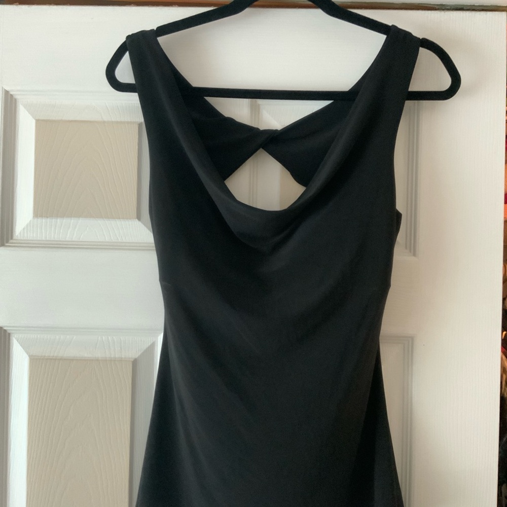 White House Black Market Black Sheath Drape Neck Top